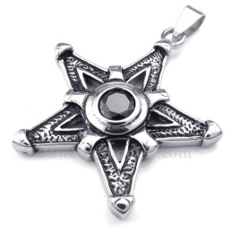 Zwarte Titanium Gelukssterhanger Met Zirkonia (Gratis Ketting)