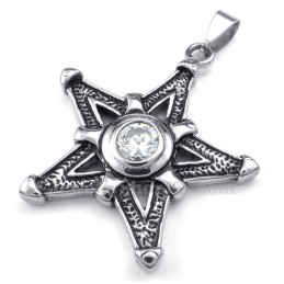 Witte Zirkoon Titanium Geluksster Hanger Ketting (Gratis Ketting)