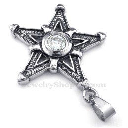 Witte Zirkoon Titanium Geluksster Hanger Ketting (Gratis Ketting)