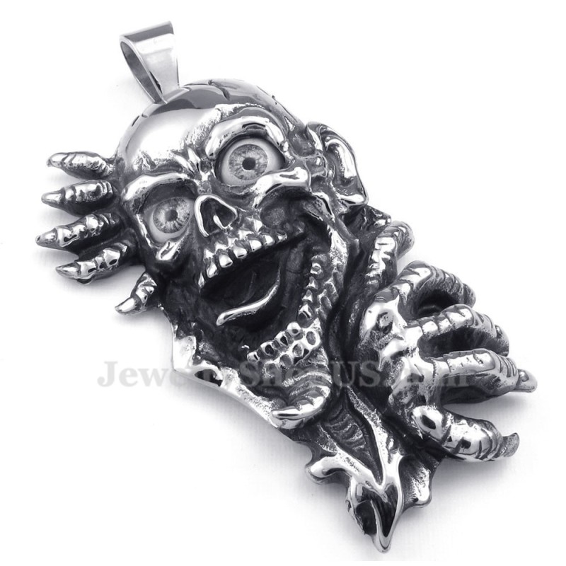 Titanium Schedel Hanger Ketting Met Zwarte Ogen (Gratis Ketting) Titanium Schedel Hanger Ketting Met Zwarte Ogen (Gratis Ketting)