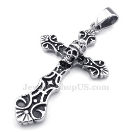 Schedel Titanium Kruis Hanger Ketting (Gratis Ketting)