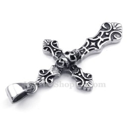 Schedel Titanium Kruis Hanger Ketting (Gratis Ketting)