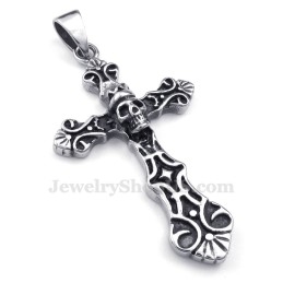 Schedel Titanium Kruis Hanger Ketting (Gratis Ketting)