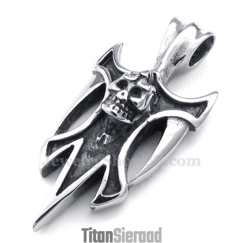 Titanium Schedel Hanger Ketting (Gratis Ketting)