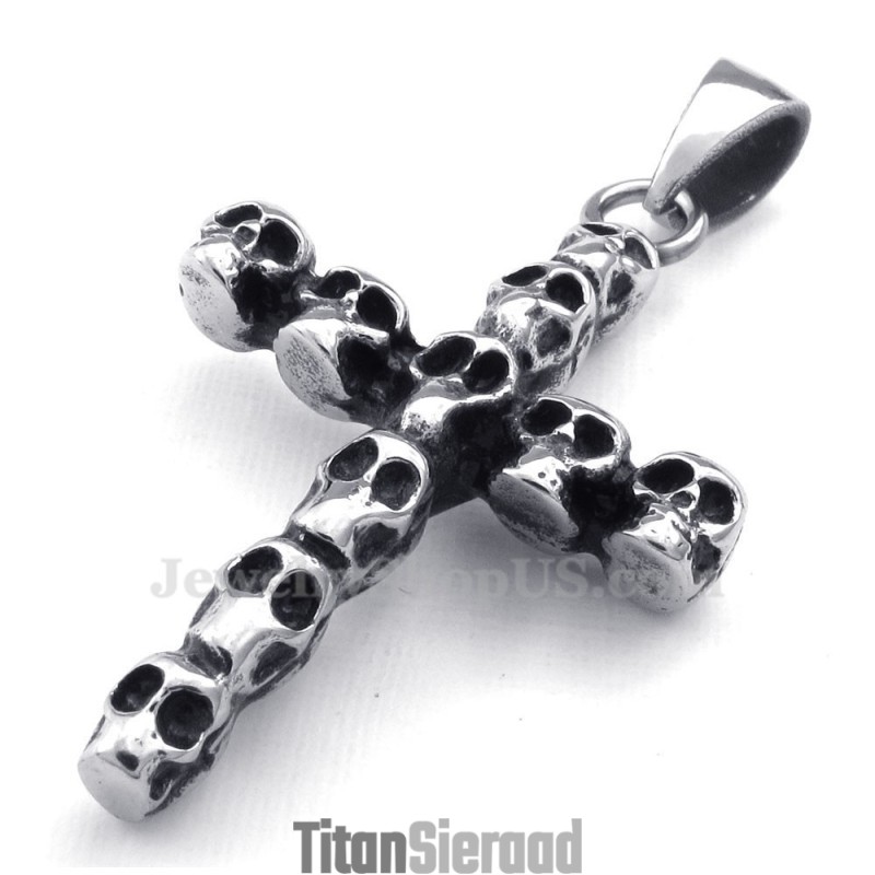 Titanium Schedelkruis Hanger Ketting (Gratis Ketting) Titanium Schedelkruis Hanger Ketting (Gratis Ketting)