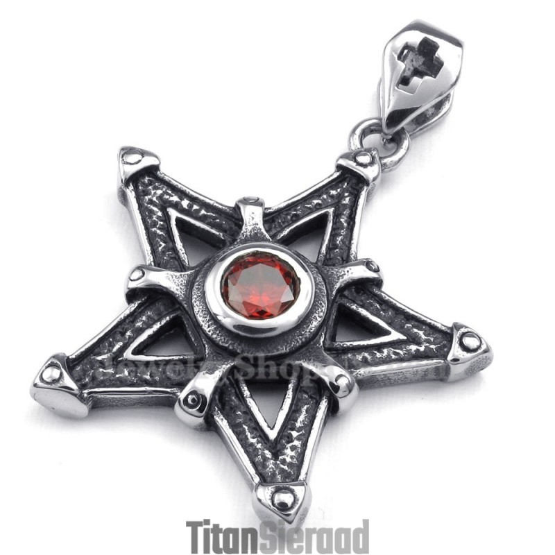 Rode Zirkoon Titanium Ster Hanger Ketting (Gratis Ketting) Rode Zirkoon Titanium Ster Hanger Ketting (Gratis Ketting)
