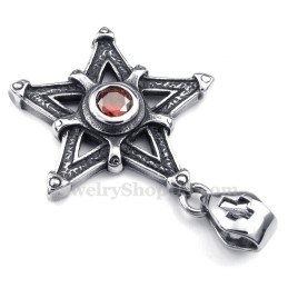 Rode Zirkoon Titanium Ster Hanger Ketting (Gratis Ketting)