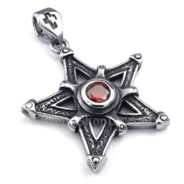 Rode Zirkoon Titanium Ster Hanger Ketting (Gratis Ketting)