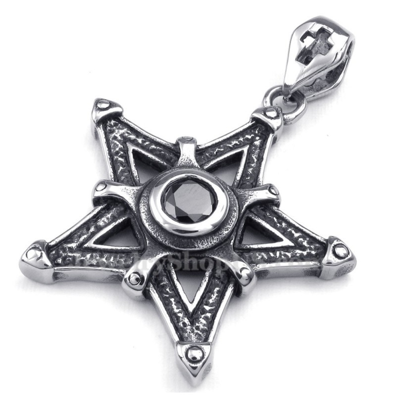 Zwarte Zirkoon Titanium Ster Hanger Ketting (Gratis Ketting) Zwarte Zirkoon Titanium Ster Hanger Ketting (Gratis Ketting)