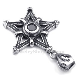 Zwarte Zirkoon Titanium Ster Hanger Ketting (Gratis Ketting)