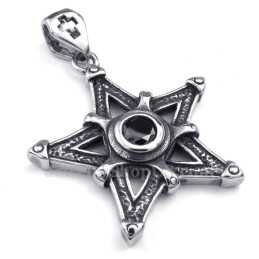Zwarte Zirkoon Titanium Ster Hanger Ketting (Gratis Ketting)