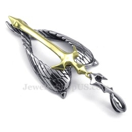 Wings Titanium Gouden Kruis Hanger Ketting (Gratis Ketting)