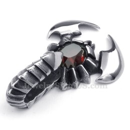 Ketting Met Rode Zirkoon En Schorpioen Van Titanium (Gratis Ketting)
