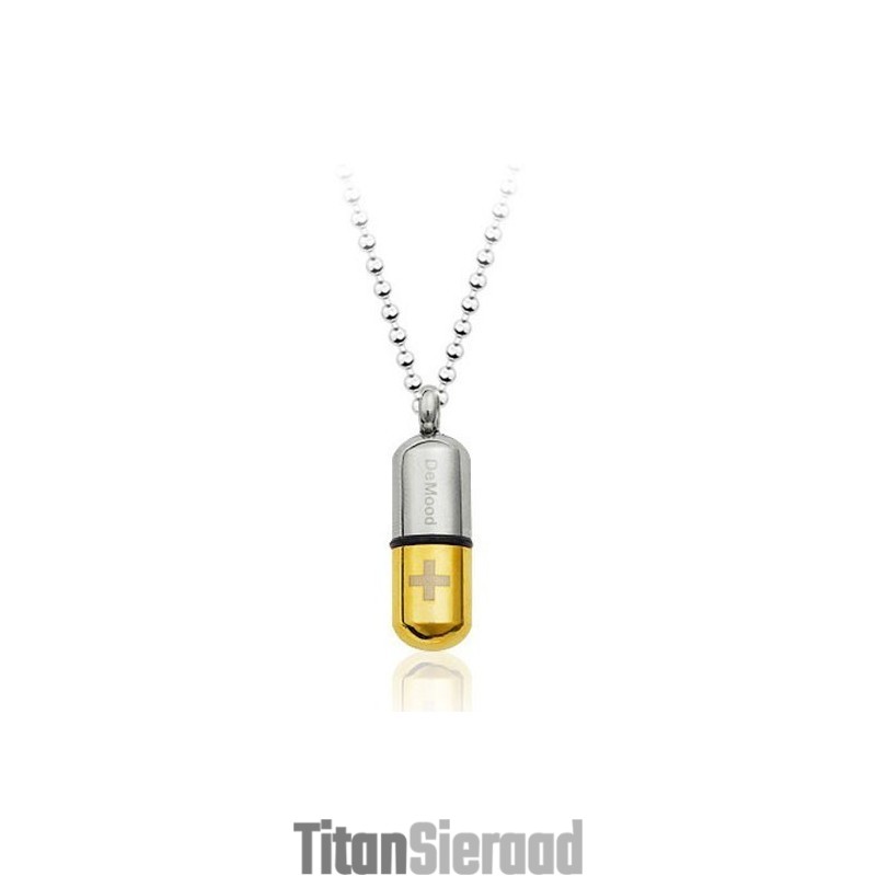 Nieuwe Stijl Gouden Open Capsule Titanium Hanger - Gratis Ketting Nieuwe Stijl Gouden Open Capsule Titanium Hanger - Gratis Ketting