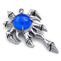 Ketting Met Blauwe Zirkoon En Titanium Klauwhanger (Gratis Ketting)