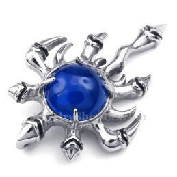 Ketting Met Blauwe Zirkoon En Titanium Klauwhanger (Gratis Ketting)