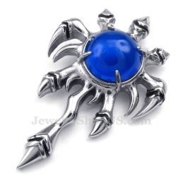 Ketting Met Blauwe Zirkoon En Titanium Klauwhanger (Gratis Ketting)