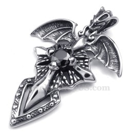 Zwarte Zirkoon Titanium Pterosaur Hanger Ketting (Gratis Ketting)
