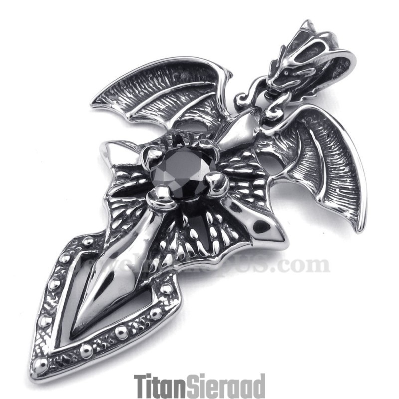 Zwarte Zirkoon Titanium Pterosaur Hanger Ketting (Gratis Ketting) Zwarte Zirkoon Titanium Pterosaur Hanger Ketting (Gratis Ketting)