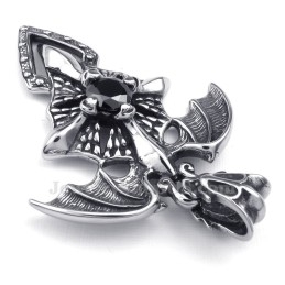 Zwarte Zirkoon Titanium Pterosaur Hanger Ketting (Gratis Ketting)