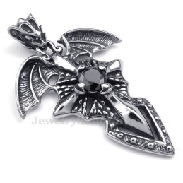Zwarte Zirkoon Titanium Pterosaur Hanger Ketting (Gratis Ketting)