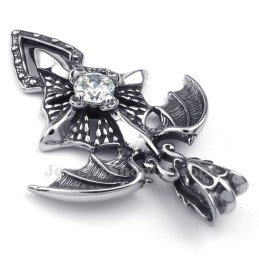 Witte Zirkoon Titanium Pterosauriër Hanger Ketting (Gratis Ketting)