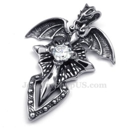 Witte Zirkoon Titanium Pterosauriër Hanger Ketting (Gratis Ketting)