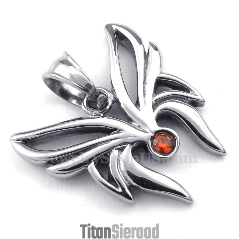 Ketting Met Rode Zirkonia En Vlinderhanger Van Titanium (Gratis Ketting) Ketting Met Rode Zirkonia En Vlinderhanger Van Titanium (Gratis Ketting)