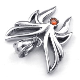 Ketting Met Rode Zirkonia En Vlinderhanger Van Titanium (Gratis Ketting)