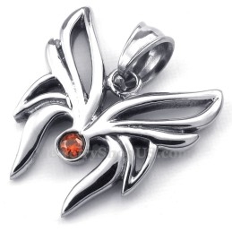 Ketting Met Rode Zirkonia En Vlinderhanger Van Titanium (Gratis Ketting)