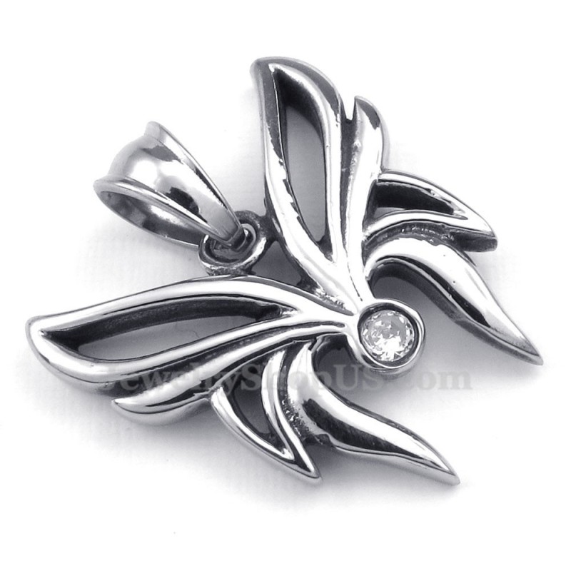 Witte Zirkoon Titanium Vlinderhanger Ketting (Gratis Ketting)