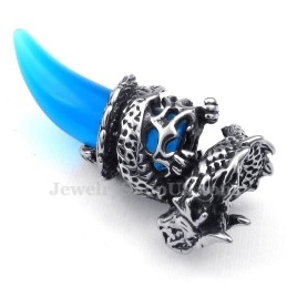 Blauwe Titanium Drakentand Hanger Ketting (Gratis Ketting)