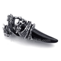 Zwarte Titanium Drakentand Hanger Ketting (Gratis Ketting)