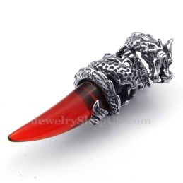 Rode Titanium Drakentand Hanger Ketting (Gratis Ketting)