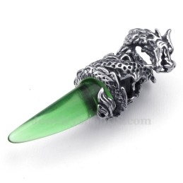 Groene Titanium Drakentand Hanger Ketting (Gratis Ketting)