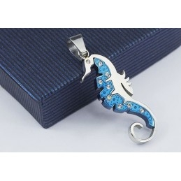 Nieuwe Stijl Blauwe Hippocampus Kaup Titanium Hanger Met Diamanten - Gratis Ketting