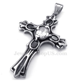 Witte Zirkoon Titanium Kruishanger Ketting (Gratis Ketting)