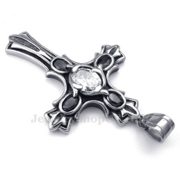 Witte Zirkoon Titanium Kruishanger Ketting (Gratis Ketting)