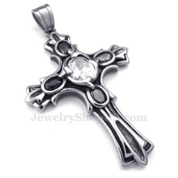 Witte Zirkoon Titanium Kruishanger Ketting (Gratis Ketting)