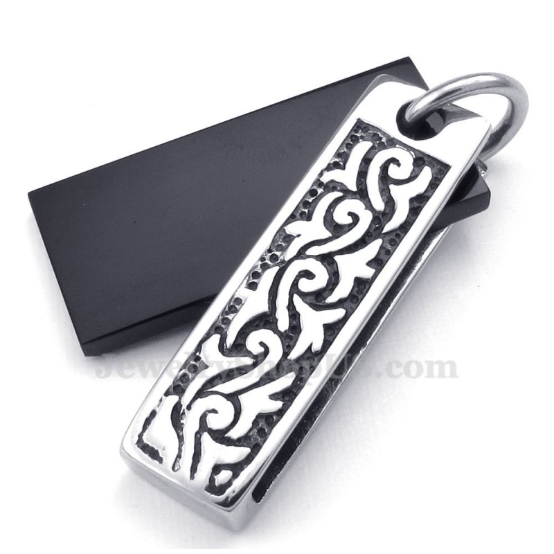 Titanium Zwarte Stenen Hanger Ketting (Gratis Ketting)