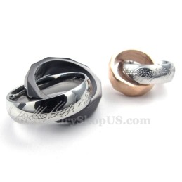 Titanium Dubbele In Elkaar Grijpende Ringen Hanger Ketting (Gratis Ketting) (Één Paar)