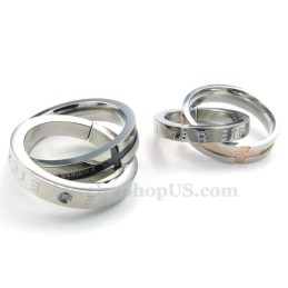 Titanium Koppels In Elkaar Grijpende Ringen Hanger Ketting Liefdescadeau (Gratis Ketting) (Één Paar)