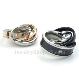 Titanium Koppels In Elkaar Grijpende Cirkels Hanger Ketting (Gratis Ketting) (Één Paar)