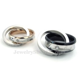 Titanium Koppels In Elkaar Grijpende Cirkels Hanger Ketting (Gratis Ketting) (Één Paar)
