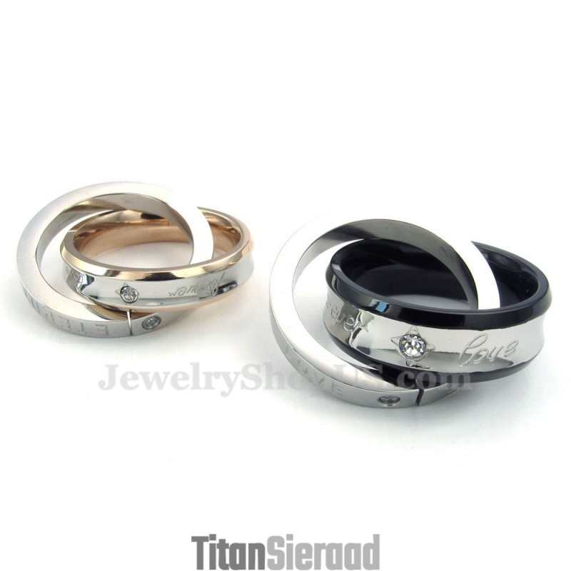 Titanium Koppels In Elkaar Grijpende Cirkels Hanger Ketting (Gratis Ketting) (Één Paar)