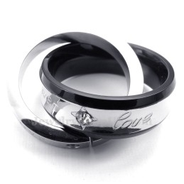 Titanium Koppels In Elkaar Grijpende Cirkels Hanger Ketting (Gratis Ketting) (Één Paar)