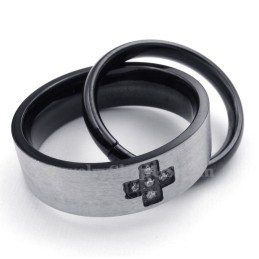 Titanium Koppels In Elkaar Grijpende Ringen Hanger Ketting (Gratis Ketting) (Één Paar)