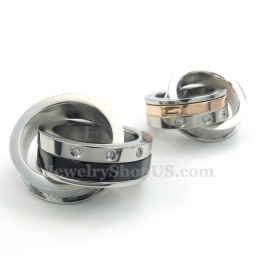 Eeuwige Liefde Titanium Koppels Ineengrijpende Ringen Hanger Ketting (Gratis Ketting) (Eén Paar)