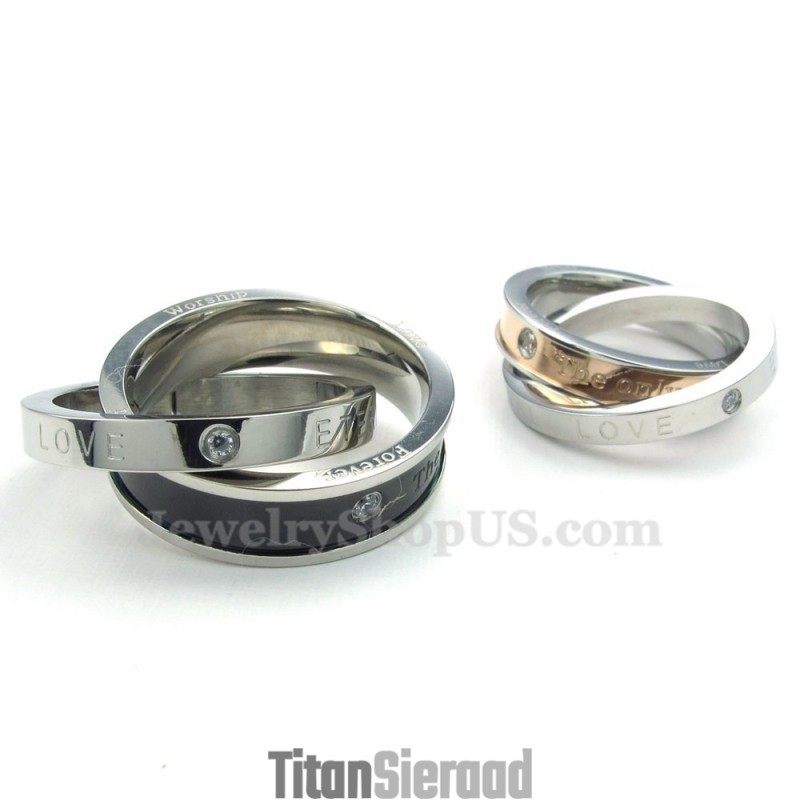 Aanbidding Liefde Titanium In Elkaar Grijpende Ringen Koppels Hanger Ketting (Gratis Ketting) (Één Paar)