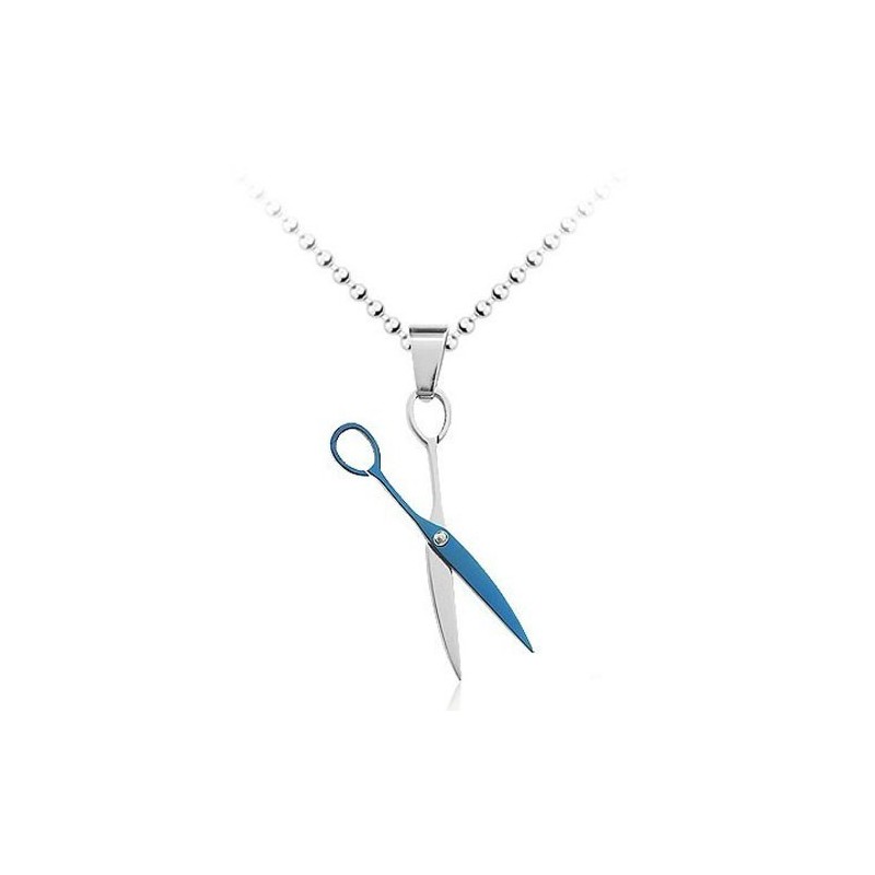 Blauwe Schaar Mode Titanium Hanger - Gratis Ketting